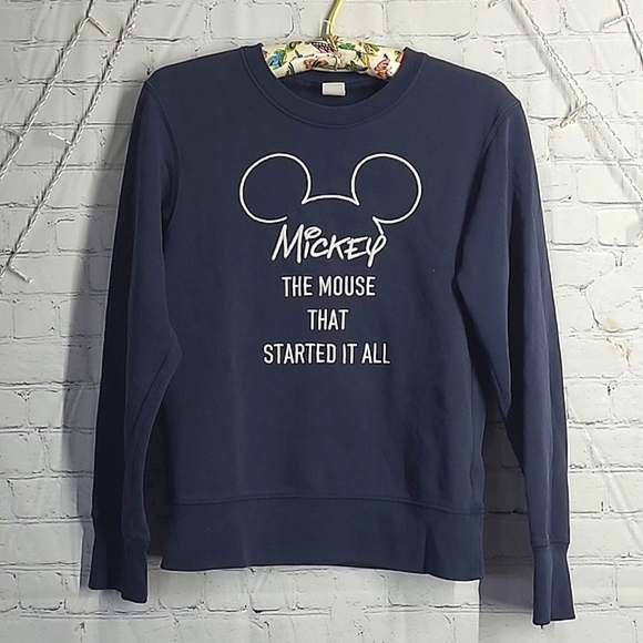 Disney Mickey Mouse Embroidered Navy Blue Crewneck Sweater Womens Size XXS - Picture 1 of 16
